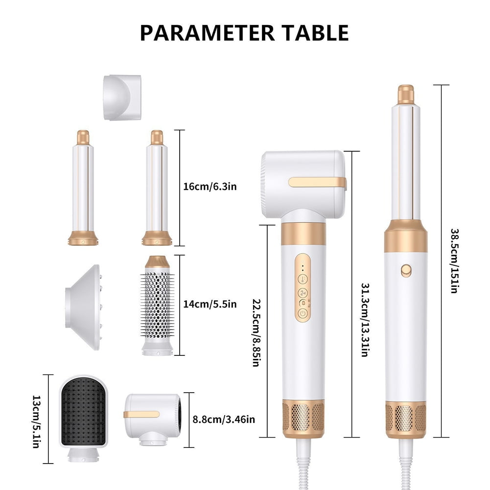 7 in 1 Multifunctional Styler Curler Automatic Curling Hair Dryer 1400W Powerful Hair Straightener Set US Plug