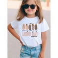 thumbnail image 1 of Labour quot; Spring Edition Girls' Cute Cartoon Fun Letter T-Shirt - Casual Crew Neck Short Sleeve Knit Top with "EVERY IS A LABOR quot; Print, Perfect Gift for Holidays and Special Occasions, 1 of 6