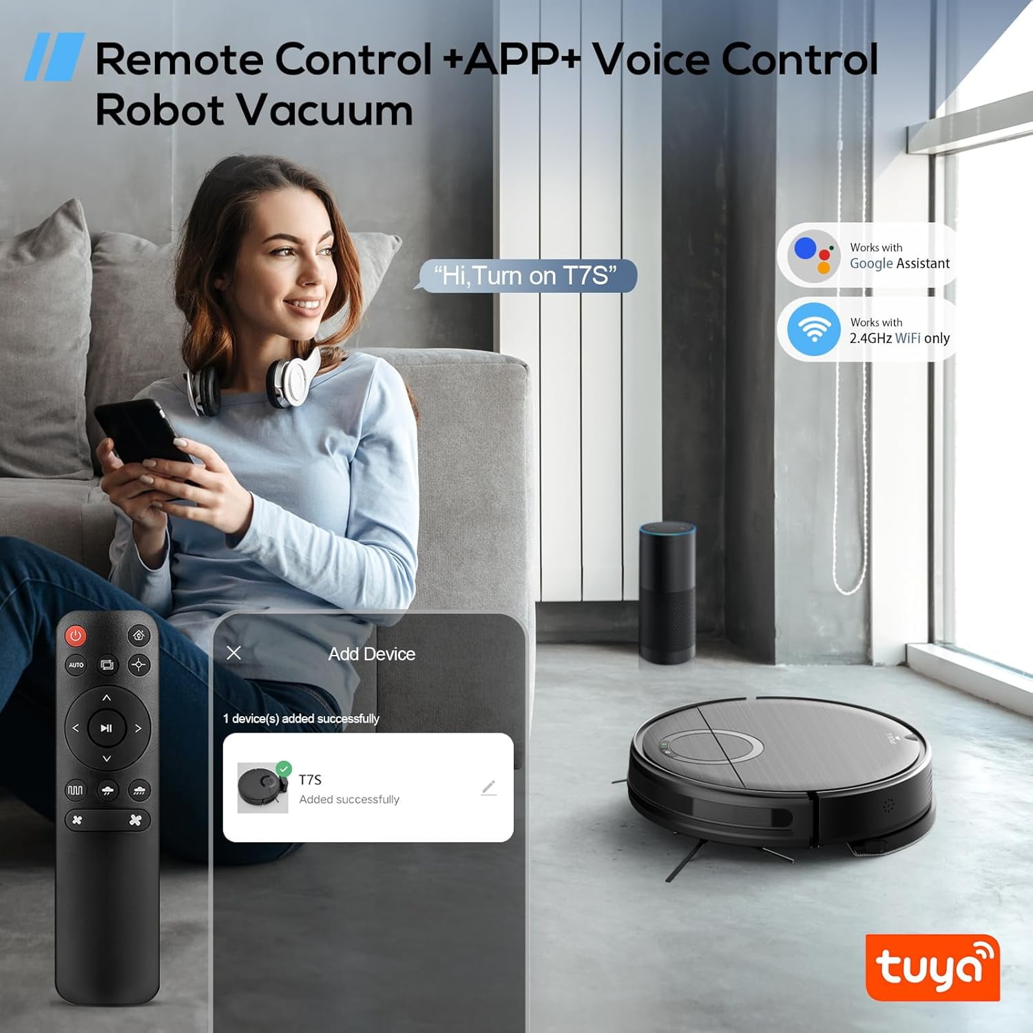 ONSON Robot Vacuum and Mop Combo, 2 in 1 Mopping Robotic Vacuum with Schedule, App/Bluetooth/Voice, Max Suction 2000Pa, Self-Charging Robot Vacuum Cleaner