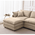 thumbnail image 4 of EHANCIS 105" Modular Sectional Sofa, 3 Seater Chenille L Shape Couch with Ottoman,Coffee, 4 of 10