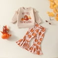 thumbnail image 2 of Mercatoo My First Thanksgiving Set Girls Print Sweatshirt Pumpkin Flared Pants 2 Piece Set Girls Thanksgiving Outfits, 2 of 9