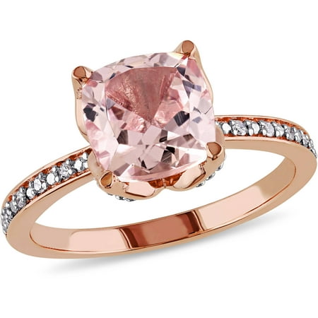 Tangelo 2 Carat T.G.W. Morganite and Diamond-Accent 10kt Rose Gold Cocktail Ring