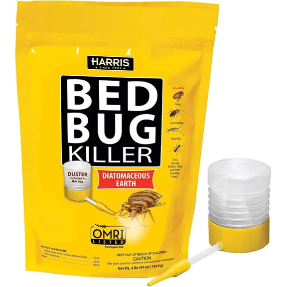 Bed Bug Killer, Diatomaceous Earth (4lb with Duster Included Inside The Bag)