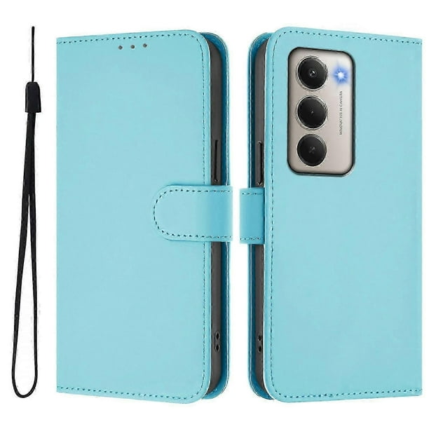 For Xiaomi Redmi 15 5g Case Solid Color Wallet Leather Phone Cover With Strap