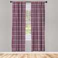 thumbnail image 4 of Ambesonne Checkered Window Curtains, Vintage Purple Retro, Each 28" W x 63" L, Cream Blue Purple, 4 of 4