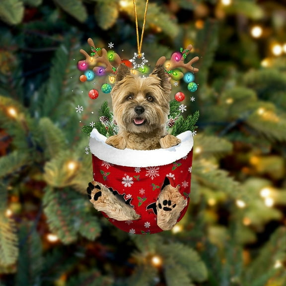 Acrylic 2D FLAT - Cairn Terrier 1 In Snow Pocket Christmas Ornament Flat Acrylic Dog Ornament - Holiday Tree Decoration