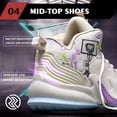 thumbnail image 5 of Novetra Unisex's Basketball Shoes Anti Slip Outdoor Fashion Training Sports Running - WHITE PURPLE3_11, 5 of 6