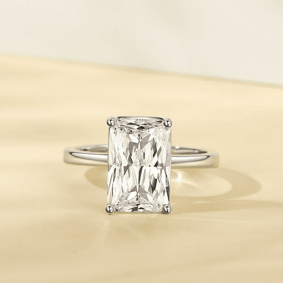 Bow Jewelry 1.97 Ct Radiant Cut Moissanite Engagement Ring - 14K White Gold Plated Ring for Gifts - Solitaire Ring - Valentine's Day Gifts for Women's - Daily Wear Moissanite Ring