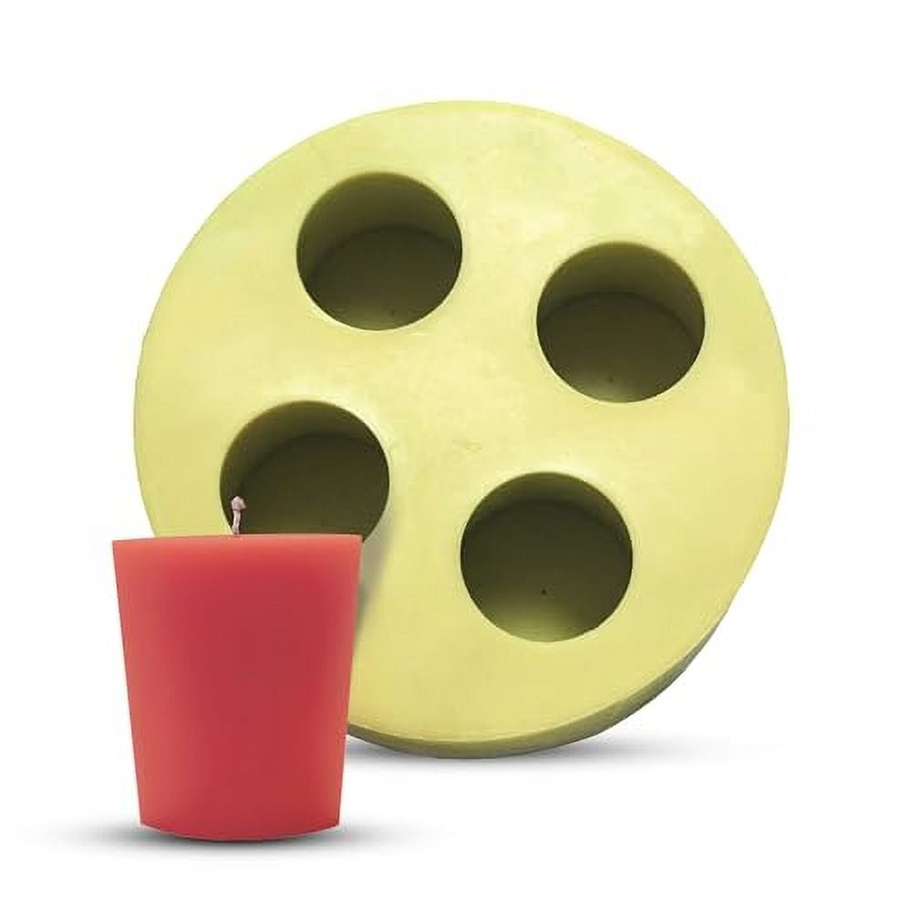 Mann Lake Flat Top Votive Candle Mold, 4-Cavity Flexible Reusable Rubber Mold for Handmade Paraffin, Beeswax, and Soy Wax Candles, Easy-Release, Heat-Resistant, Durable Mold for Cr