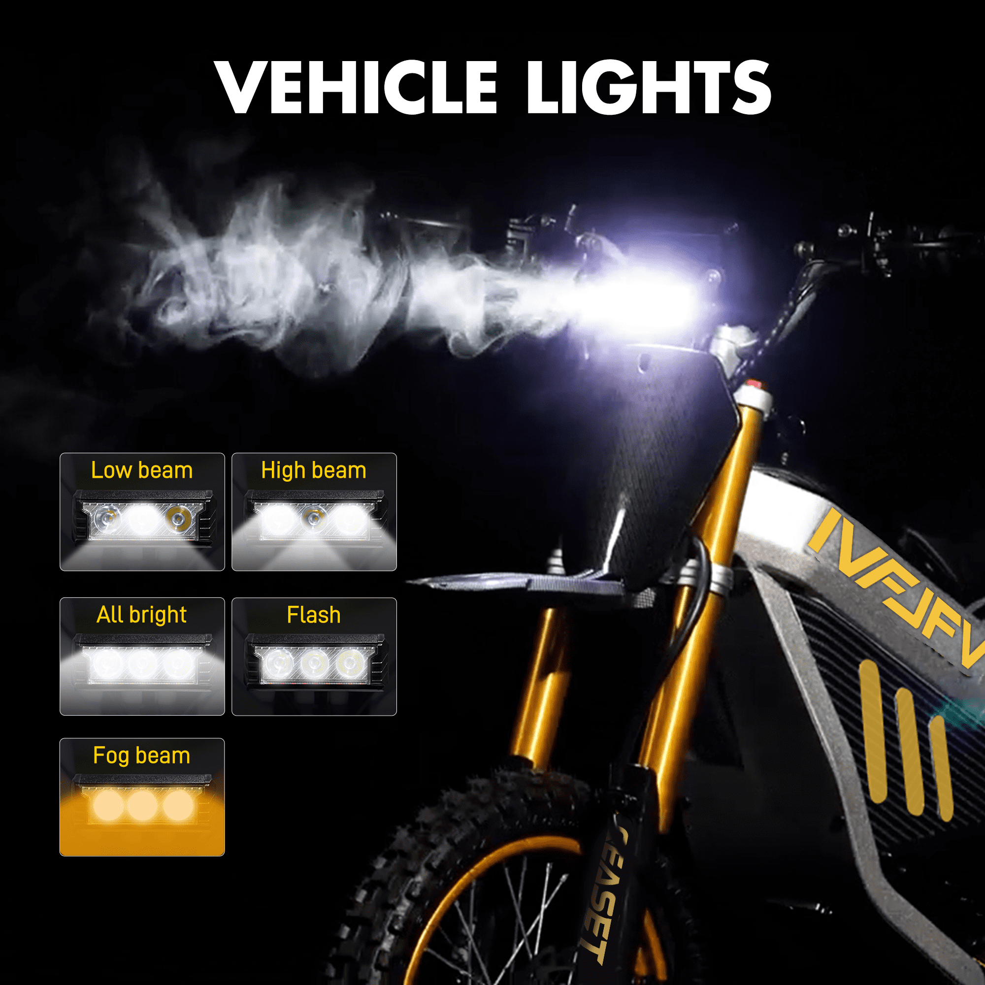 Electric Dirt Bike for Teens Adults, 14"/12" Fat Tire,Peak 3000W Mid-Drive Motor and 48V 30AH Battery, 42 MPH Max Speed,Hydraulic Off-Road E-dirt Bike for Age 13+,Gold