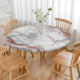 thumbnail image 3 of White Gray Rose Gold Marble Pattern Round Fitted Tablecloth with Elastic Edge,Dining Table Cover Waterproof,Outdoor Round Tablecloth for Camping,Dining,Indoor and Outdoor, 3 of 7