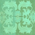thumbnail image 1 of Ahgly Company Machine Washable Indoor Square Oriental Turquoise Blue Modern Area Rugs, 4' Square, 1 of 4