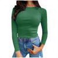 thumbnail image 1 of Hauts à Manches Longues pour Femmes Mode Automne T-Shirt Ajusté Côtelé Extensible Basique, 1 of 6