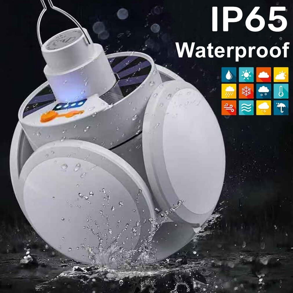 Soapow Solar Camping Lantern, USB/Solar Rechargeable Collapsible Tent LED Lights with Remote, Portable RV Emergency Solar Hanging Lantern Lamp for Night Fishing, Hiking