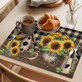 thumbnail image 3 of Yellow Sunflowers Placemats Set of 12 Western Star Brown Farmhouse Plaid Place Mats Indoor Wipeable Table Mats Washable Cloth Dining Table Placemats for Kitchen Holiday Party Home Decor 13x19 Inch, 3 of 9