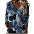 thumbnail image 1 of Camiseta de manga larga para mujer, informal, de talla grande, con retazos de leopardo y cuello en V Fridja  fhghd2515, 1 of 9