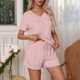 thumbnail image 2 of XuJwPNcy Womens Pajamas Set Short Sleeve Loungewear Soft V Neck Tee Top and Shorts Sleepwear 2 Piece Pj Sets, 2 of 7