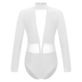 thumbnail image 3 of inlzdz Kids Girls Rhinestones Figure Ice Skating Suit Ballet Dance Leotard Mock Neck Bodysuit Long White 12, 3 of 7