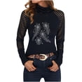 thumbnail image 1 of Moda mujer cuello alto ahueca hacia fuera la camiseta de manga larga otoño blusa sólida Tops Fridja  hkj3922, 1 of 8