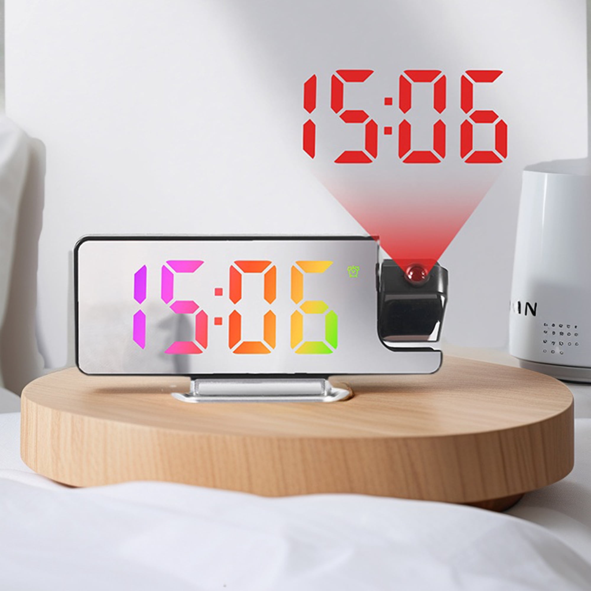 Unique Bargains Digital Mirror Alarm Clock with 180° Rotating Projector 7.5" x 1" x 2.8"
