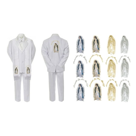 

Toddler Baby Boy Christening Baptism White Suit Mary Maria On Stole Back Sm-7