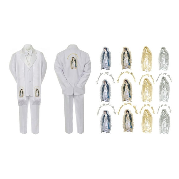 Toddler Baby Boy Christening Baptism White Suit Mary Maria On Stole Back Sm-7