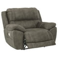 thumbnail image 3 of Faux Leather Upholstered Power Recliner with Jumbo Stitching, Brown, 3 of 4