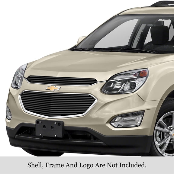 2016-2017 Chevy Equinox Stainless Steel Black Powder Coated Finish 8X6 Horizontal Billet Black Stainless Steel Billet Grille