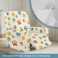 thumbnail image 3 of FKELYI Colorful Dog Paw Print Reclining Chair Slipcover 4 Pcs Stretch Recliner Cover Fitted Sofa Couch Cover with Pocket Anti-Dust Furniture Protector for Armchair, 3 of 7