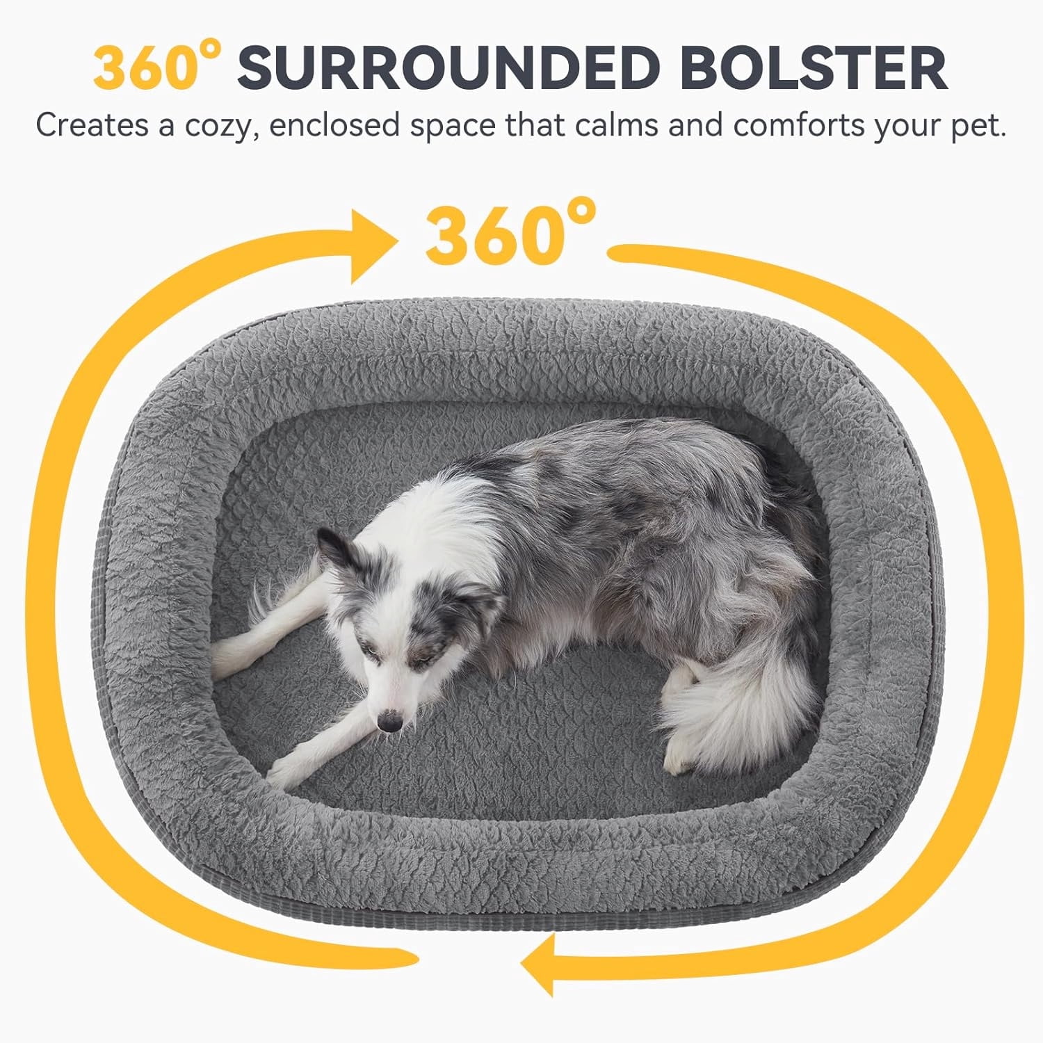 Comfortable XL Orthopedic Dog Bed Grey with Removable Washable Cover and Support