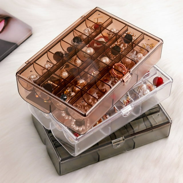 Space-saving Jewellery Storage Holder Multi-compartments PS Drawer Earring Display Box for Women