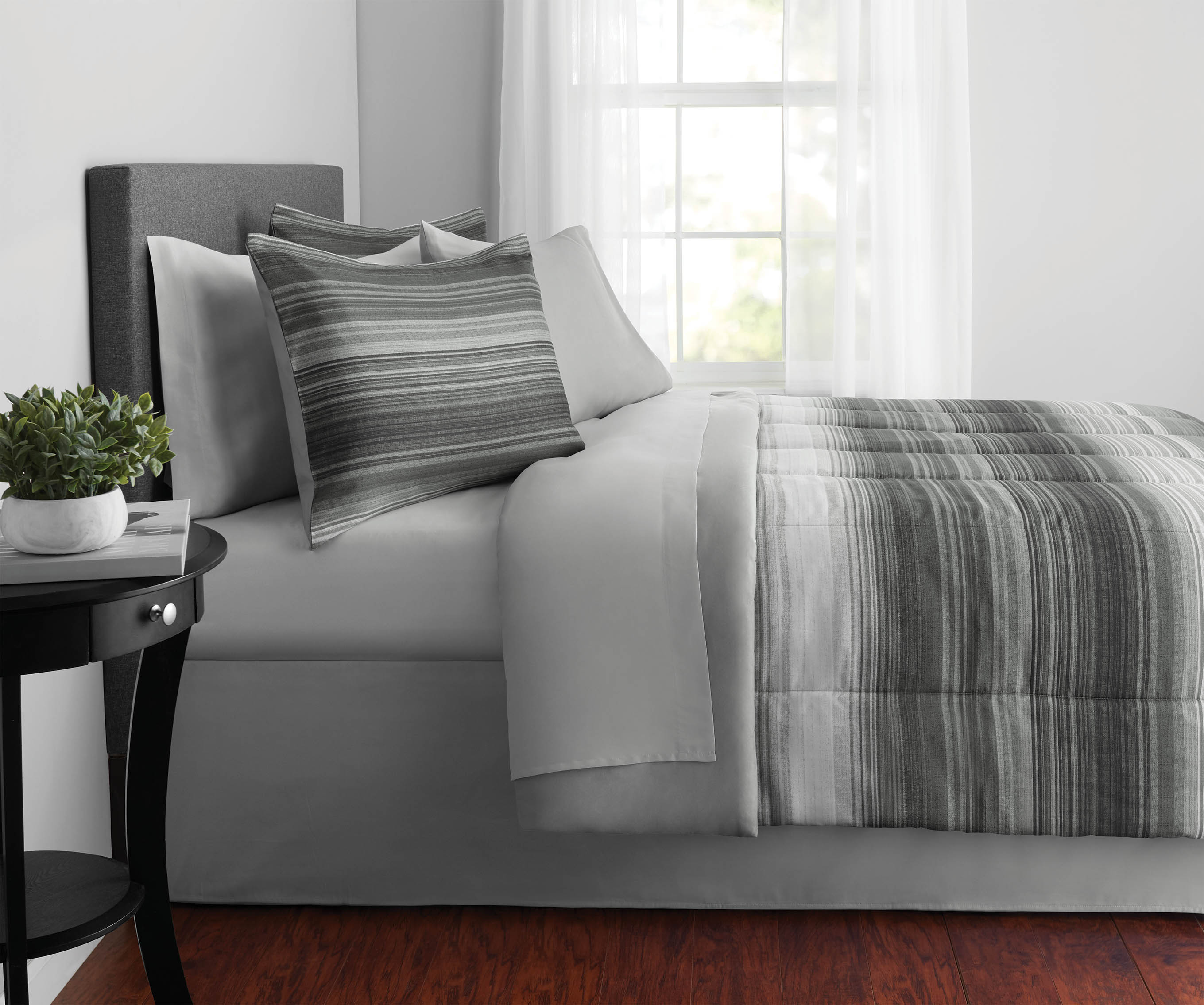 Mainstays Grey Ombre 68 Piece Bed in a Bag with Sheets, King Walmart