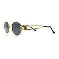 thumbnail image 6 of 90s Retro Luxury Bicycle Chain Metal Jewel Arm Oval Round Sunglasses Yellow Gold - Black, 6 of 8