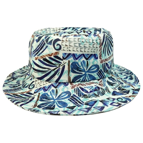 ISLAND CREW HAWAII BUCKET HAT: Tapa Block Teal