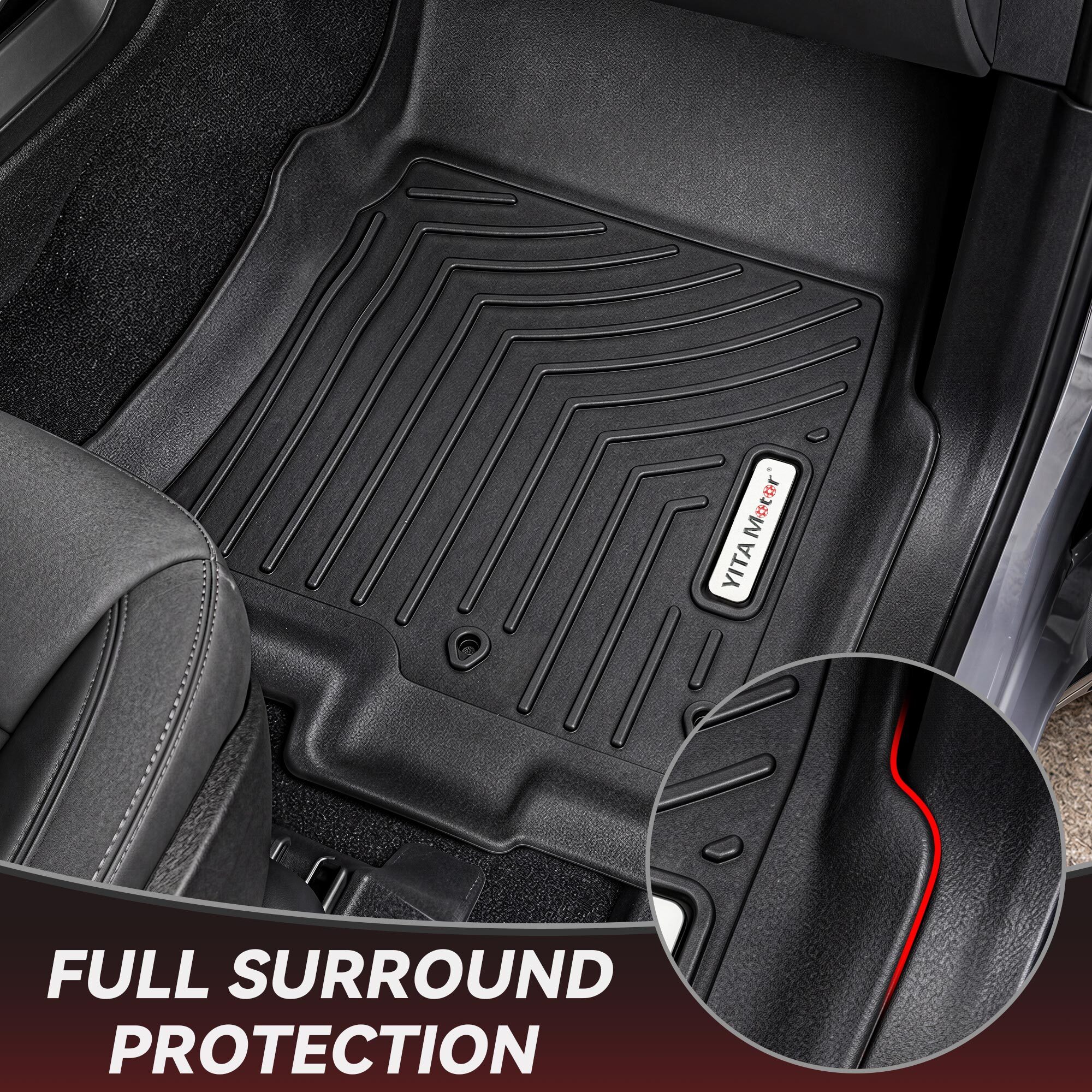 LEDKINGDOMUS All Weather Floor Mats for 2022-2026 Nissan Frontier Crew Cab - Custom Fit TPE Car Liners, 1st & 2nd Row, Black, Not for King Cab