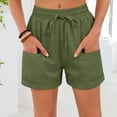 thumbnail image 5 of GEWSEY Women's Linen Shorts Casual Summer Shorts High Waisted Comfy Pull On Shorts with Pockets (Army Green, XXL), 5 of 9