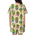 thumbnail image 3 of Picia Cute Cartoon Cactus Pajamas Sets for Women Soft Short-Sleeved Pjs with Lounge Shorts Two Piece Sleepwear-XX-Large, 3 of 9