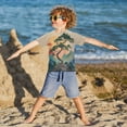 thumbnail image 3 of FORMRS Boys Rash Guard Short Sleeves Swim Shirt Quick Dry UPF 50+ Sun Protection, Sizes 3-12T, Pine Tree at Dawn, 3 of 6