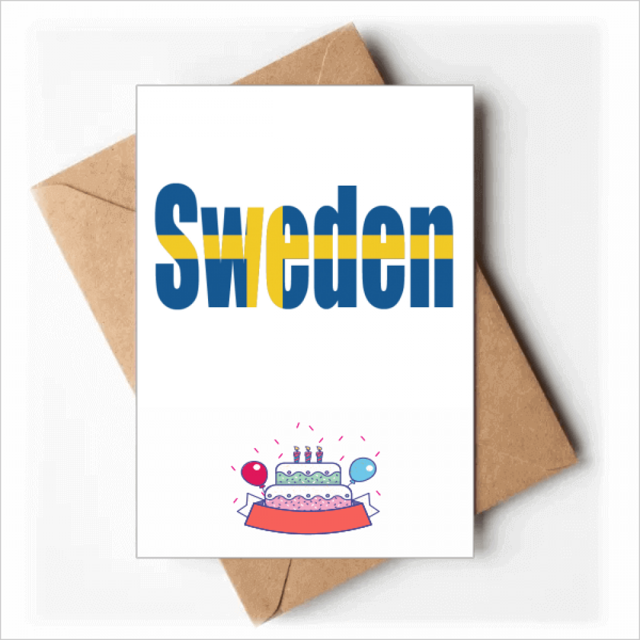 Sweden Country Flag Name Art Deco Fashion Happy Birthday Greeting Cards Envelopes Blank