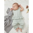 thumbnail image 4 of Loicainy Toddler Baby Girl Summer Clothes 6 12 18 24 Months 2T 3T 4T Cute Plaid Button Down Ruffle Tank Tops with Pants 2Pcs Outfits Set, 4 of 9
