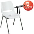 thumbnail image 2 of Flash Furniture HERCULES 5 Pack White Ergonomic Shell Chair with Left Handed Flip-Up Tablet Arm, 2 of 13