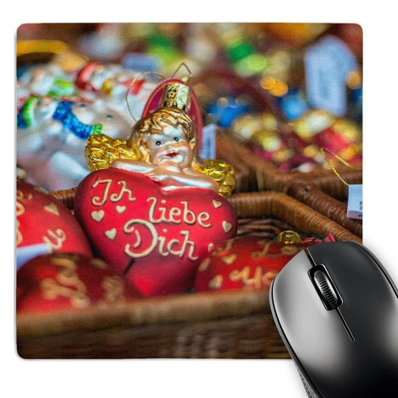3dRose, German glass Christmas I Love You ornaments, Rothenburg, Germany, MousePad