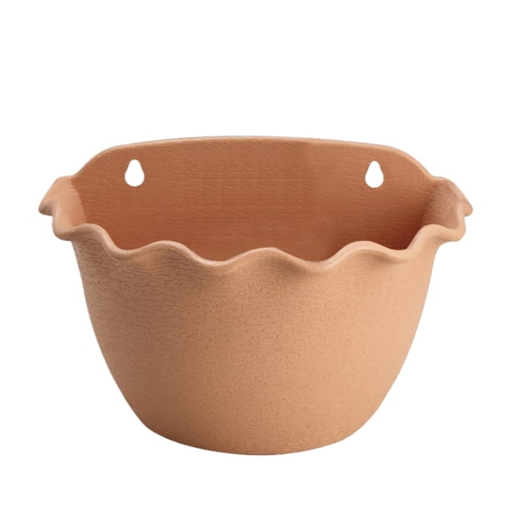 Wall Planter Pot, Imitation Terracotta Scalloped Edge, 1 Pack Small Light Brown, for Vertical Garden Vegetable Flower Herb Growing