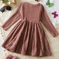 thumbnail image 5 of GUOBIOZIY Toddler Girl Dress Baby Sweater Dresses Ruffle Ribbed Knit Long Sleeve A-Line Fall Winter Dresses (Pink,7 Y), 5 of 5