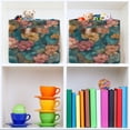 thumbnail image 6 of Yayeee 2 Pack Canvas Storage Basket with Handles for Shelves Fabric Bins Closet Organizer, Pink Water Lilies Pattern, 6 of 8
