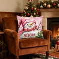 thumbnail image 5 of Virelaxpo Pink Christmas Pillow Cover with Festive Santa Snowman Tree Designs,Soft Plush Decorative Throw Pillowcase for Living Room Bedroom Holiday Styling, 5 of 6