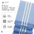 thumbnail image 3 of HEIRLOOM COMFORT 3 Pack Monochrome Stripe Dish Towels with Fringes, 16"x26", 100% Cotton, Absorbent & Durable, Quick Drying Kitchen Towels for Daily Cleaning, Cooking & Baking, Easy Care, Sky Blue, 3 of 7