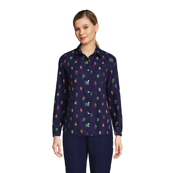 Lands' End Women's Wrinkle Free No Iron Button Front Shirt