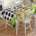 thumbnail image 4 of Easter Rectangle Tablecloth, Spring Rabbit Sheep Duck Eggs Plants Black Plaid Waterproof & StainResistant Tablecloth, Washable Oil-proof Table Cover for Dining/Party/Wedding/Camping/Buffet 54x108 In, 4 of 9