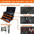 thumbnail image 4 of Aukfa 439-Piece Mechanics Tool Set, 3 Drawer Tool Organizer Metal Box w/ Tool Kit for Home, Auto Repair, Orange, 4 of 11